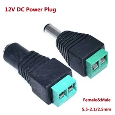 Female/Male 12V DC Power Plug 5.5-2.1/2.5mm Adapter Connector Socket CCTV Camera