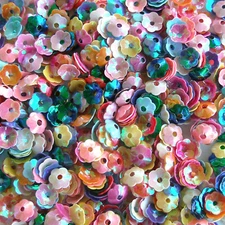 Sequins 6mm Mixed Colors Lustre Flowers Cupped ~200 pieces Loose