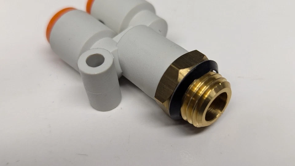 Lot of (2) New SMC One-Touch 1/4" Uni Thread Male Y Branch Fitting, KQ2U07-U02 - Image 3 of 4