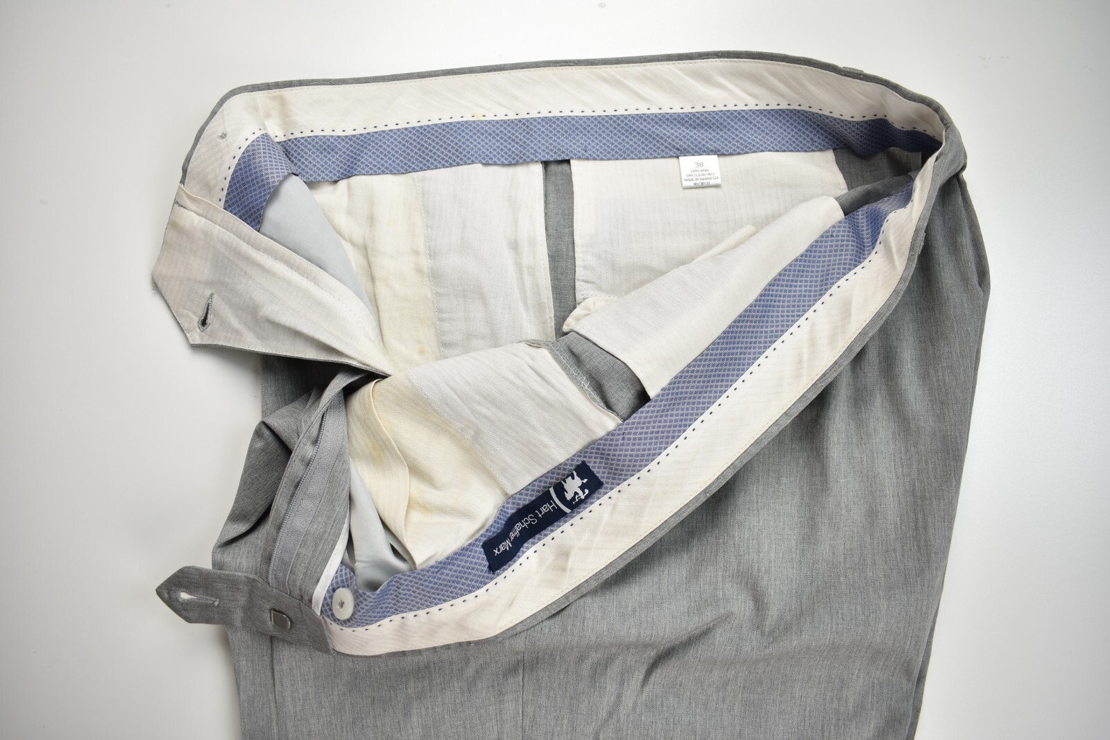 Hart Schaffner Marx Solid Light Gray Wool Dress P… - image 3