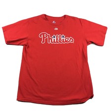 Philadelphia Phillies Shirt Youth XL Red Cotton Graphic Tee Short Sleeves Teen