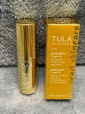TULA Skincare GOLD Glow Get It Cooling Brightening Eye Balm .35oz NEW IN BOX $38