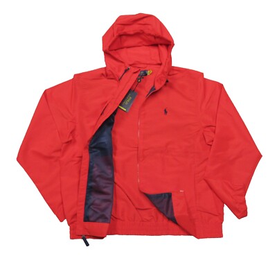 Polo Ralph Lauren Men's Red Packable Water-Repellent Hooded Jacket