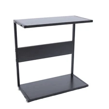 2-Tier Computer Tower Stand Black C-Shape PC Floor Stand for Computer Printer