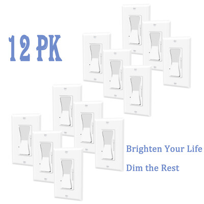 Dimmer Light Switch 3-Way 15A 120-277V LED / Incandescent / CFL ETL Listed 12PCS