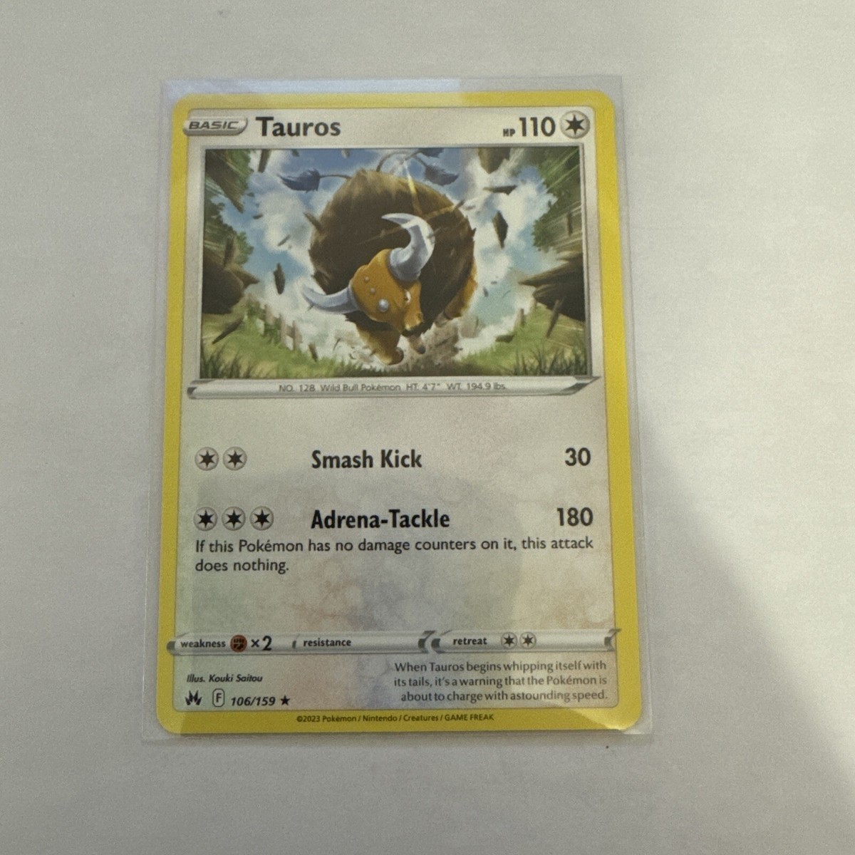 Tauros 106/159 Rare Crown Zenith Pokemon TCG