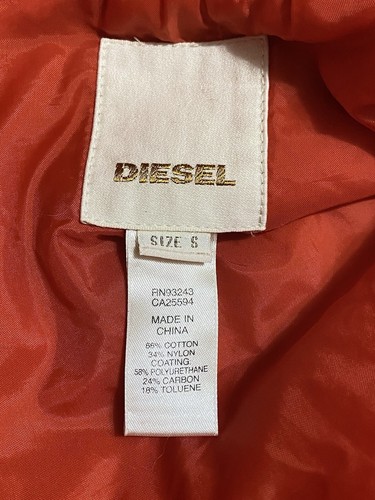 Diesel High Neck Waxed Cotton Moto Bomber Jacket Size Small Red Zip Up Belted - Picture 7 of 9