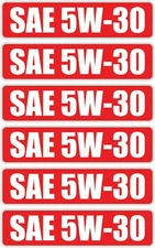 6 pack SAE 5W-30 Vinyl Stickers Engine Bay Decals ~ Motor Oil Synthetic Blend
