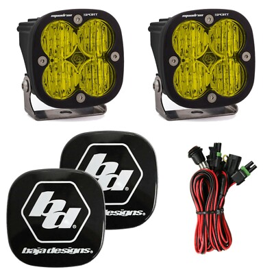 Baja Designs Squadron Sport Amber Wide Cornering Beam LED Lights W/ Rock Guards