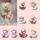 9x Colour Mixed Cartoon Duck Swan Vinyl Sticker Decal Tumbler Wine Glass Bottle