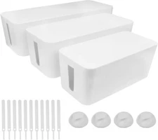 3Pcs Cable Management Box Cable Box Organizer For Hide TV Wire Power Strip &Cord
