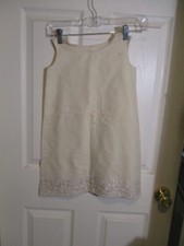 VTG Edwardian Baby Ivory Cotton Wool Embroider Hem Sleeveless Dress Gown 6-12 M