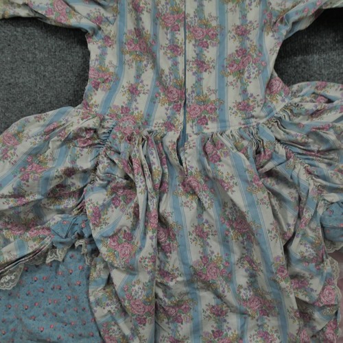 Vintage Handmade Dress Girls 6 Small Blue Floral Pink Victorian Youth - Picture 9 of 10
