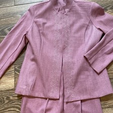 Vintage 80s Women s Mauve Polyester 2 Piece Pants Suit by Nikki SZ 8 NWOT