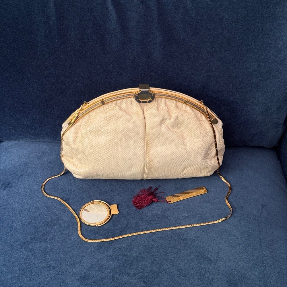 FINESSE LA MODEL White Python Snake LeatherClutch… - image 1