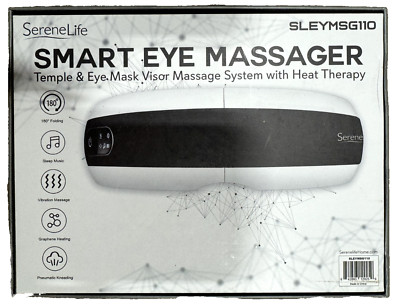 SereneLife Smart Augenmassagegerät Stab mit Wärmetherapie Bügel Augenmaske Vi...