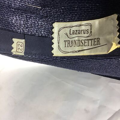 Vtg Lazarus Trendsetter Wide Flat Brim Hat with Pin  display picture 1