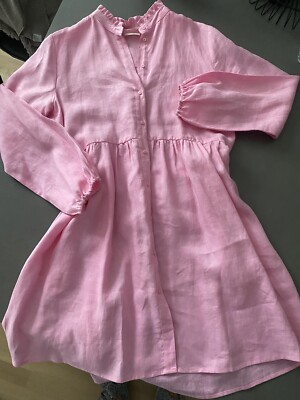 MRS & HUGS Breuninger Leinenkleid Kleid Pink Größe 38/40