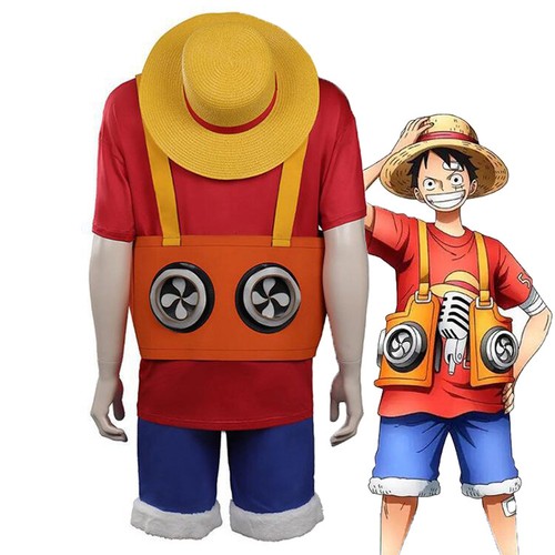 Men Kids Halloween Party One Piece Monkey·D·Luffy Suit Cosplay Costume Outfits - Picture 8 of 11