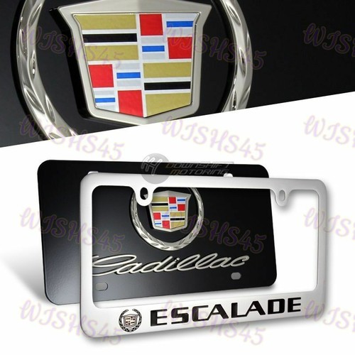 NEW 3D CADILLAC ESCALADE Stainless Steel License Plate Frame -2PCS Front & Back - 第 1/8 張圖片
