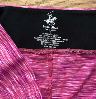 三六九 Beverly Hills Polo Club Leggings Women Large Pants Pink Cropped