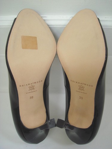 NEW BRIAN ATWOOD black patent leather open-toe heels pumps Euro size 39 - Picture 6 of 6