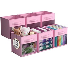 Sorbus 13" Storage Bin with Clear Window 6-Pack Foldable Fabric Organizers