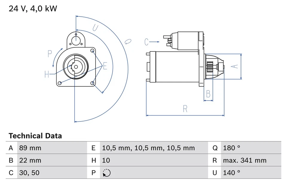 STARTER 0 986 017 880 FOR IVECO 8360.46.417TCA/46R.416TCA/46.417 7.7L 6cyl - Image 2 of 4