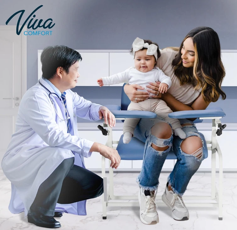 Silla Flebotomía Bariátrica Azul con Reposabrazos Ajustable Gran Capacidad Peso Foto 2 de 4