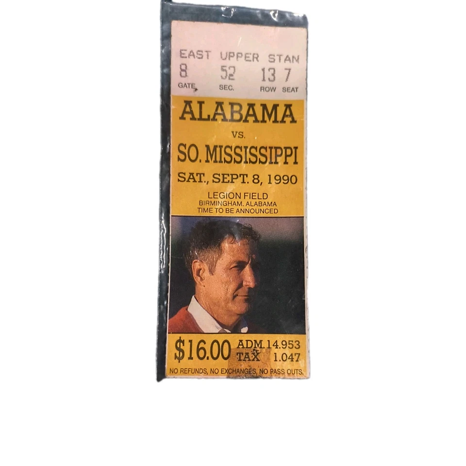 Brett Favre College - PSA Ticket Football 1990 Southern Mississippi Alabama 9/8  - Image 2 of 4