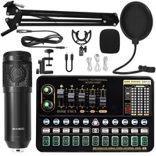 V10 Live Sound Card  M800 Condenser Microphone for Mobile Karaoke  TikTok Live