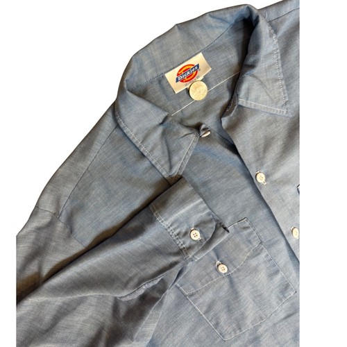 Dickies, Vintage Dickies Work Shirt Mens 17-17.5 Blue Long Sleeve Made in USA RN20697