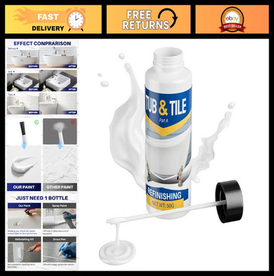 High-Gloss White Touch Up Paint for Bathtub & Tile Repair, Quick-Dry 1.8oz Kit