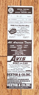 1956 NYCTA NYC SUBWAY IND DIVISION 50 ST ''D - F'' LINE OFFICAL TIME TABLE NY