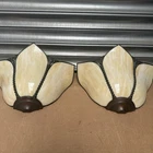 Vintage Tiffany/Christopher Wray Style Stained  Slag Glass  Wall Sconces Lights