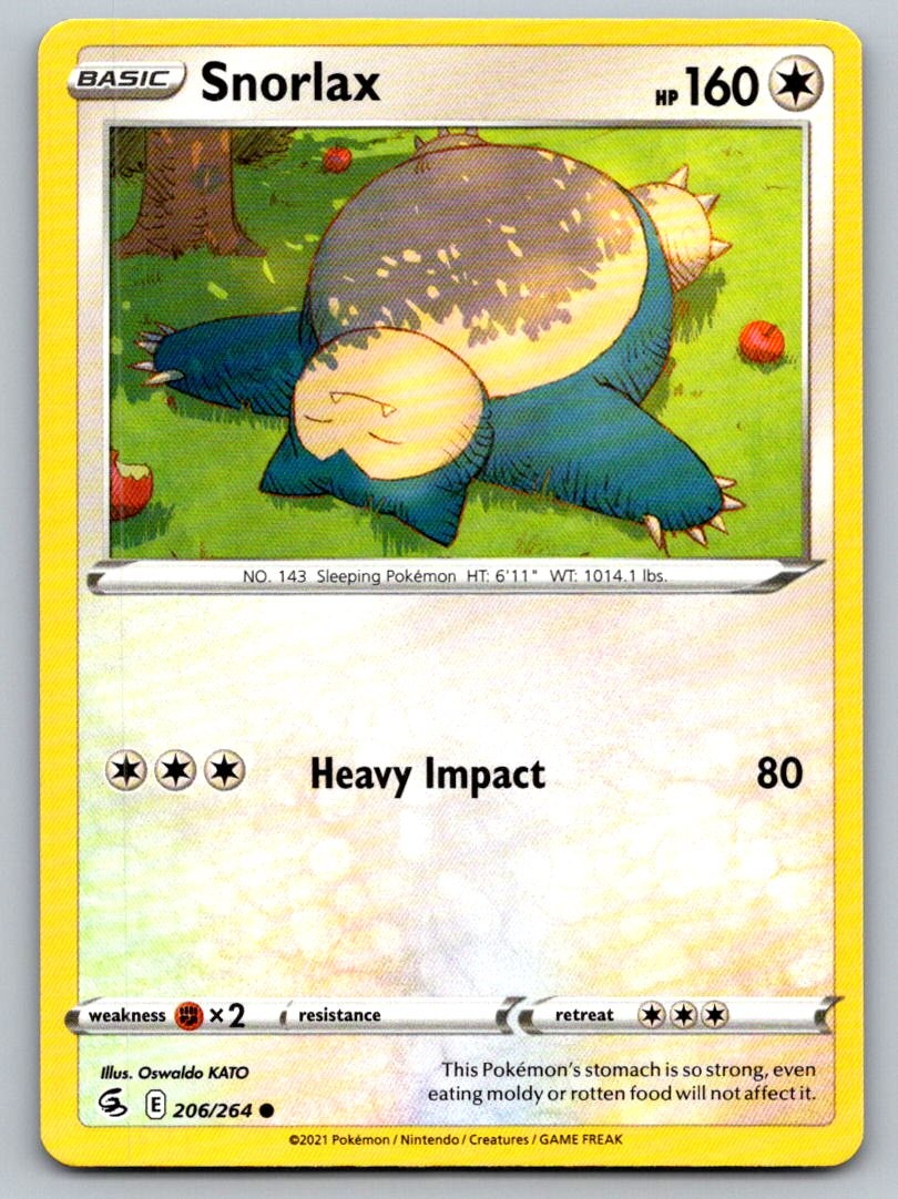 Snorlax 206/264 Common SWSH08: Fusion Strike Pokemon Near Mint