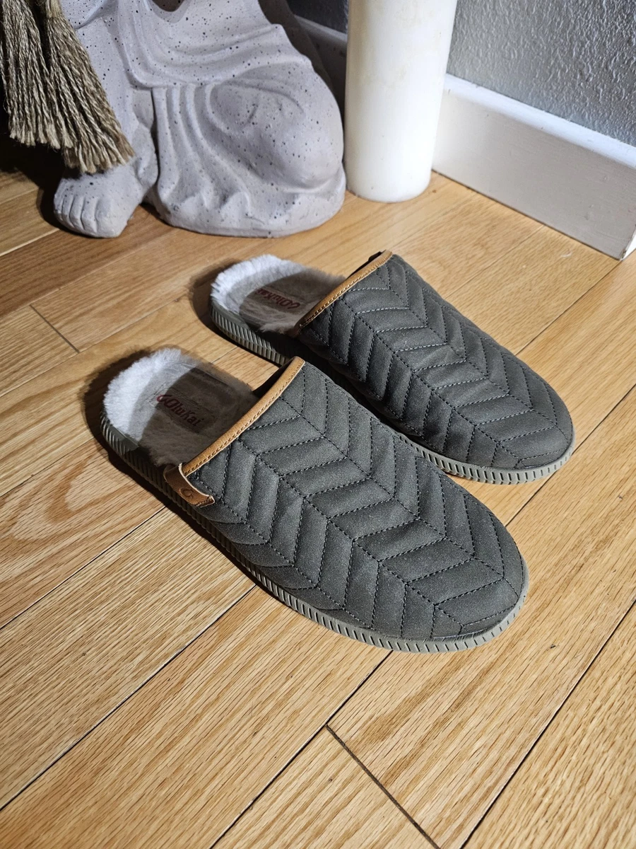OluKai Kipe\'a Heu Slippers Mens 14 Fog Grey Leather Minimalist Comfort NEW Olukai Kipe main image 3