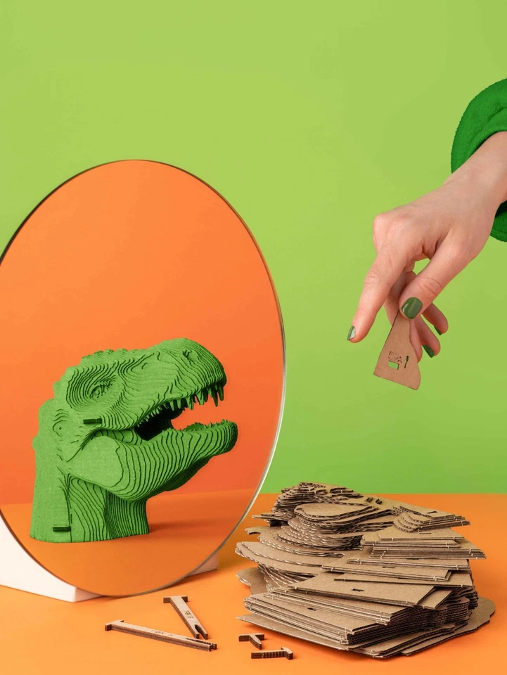 PUZZLE 3D CARTONIC - T REX - CARTONE PRETAGLIATO DA ASSEMBLARE DESIGN 72 PZ - Immagine 4 di 4