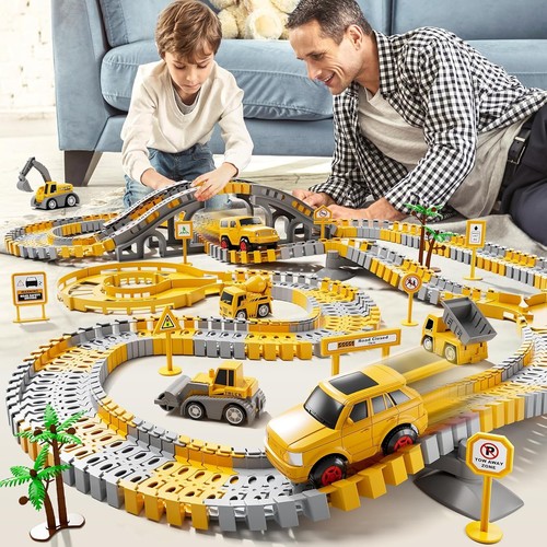 Toddler Race Track Toys with Electric Cars and Construction Trucks for Boys - Picture 10 of 11