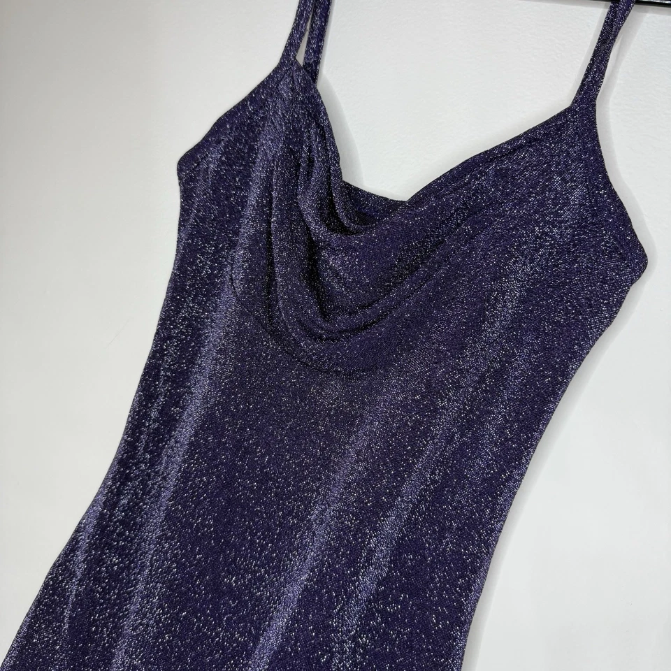 Vestido Brillante Vintage Y2K Mujer’s All That Jazz Púrpura Capucha Cuello Hada Grunge Foto 3 de 4