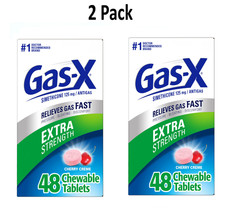 Gas X Extra Strength Cherry Chewable Tablets 48 Count Simethicone 125 Mg  2pk 