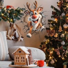 Christmas Creative Wall Stickers Santa Claus Broken Wall Fast A9L9