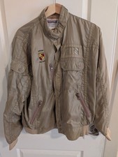 Vintage 70s Porsche Racing Jacket Bomber Windbreaker Size XLarge Tan