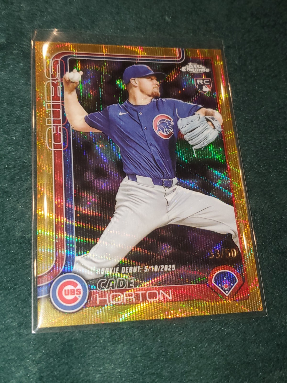 2025 Topps Chrome Update Cade Horton Gold Wave Refractor RC 33/50 USC102