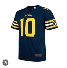 2025 MILWAUKEE BREWERS FOOTBALL STYLE JERSEY SIZE XL SGA GIVEAWAY 4/19