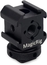 3-Side Cold Shoe Mount Adapter Camera Hot Bracket for 32x32x49mm, Black 