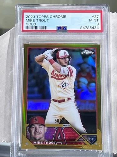 2023 Topps Chrome Gold Refractor /50 Mike Trout #27 Angels