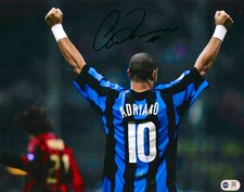 ADRIANO SIGNED INTER MILAN LEGEND 14x11 PHOTO (ACG CERT AG17320)