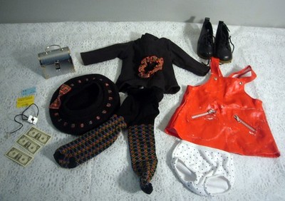Pleasant Company American GOT RED VINYL JUMPER Outfit Complete w Accessories