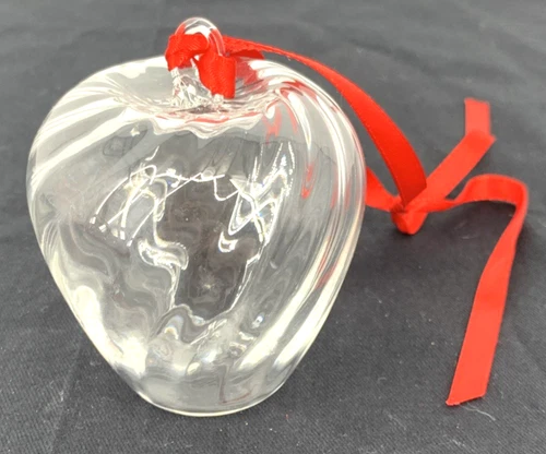 Steuben Crystal Glass Apple Christmas Ornament 3" Vintage 1998